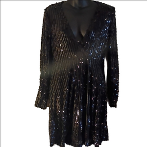 Club L London Classic Black Sequined  Dress. Size 10.